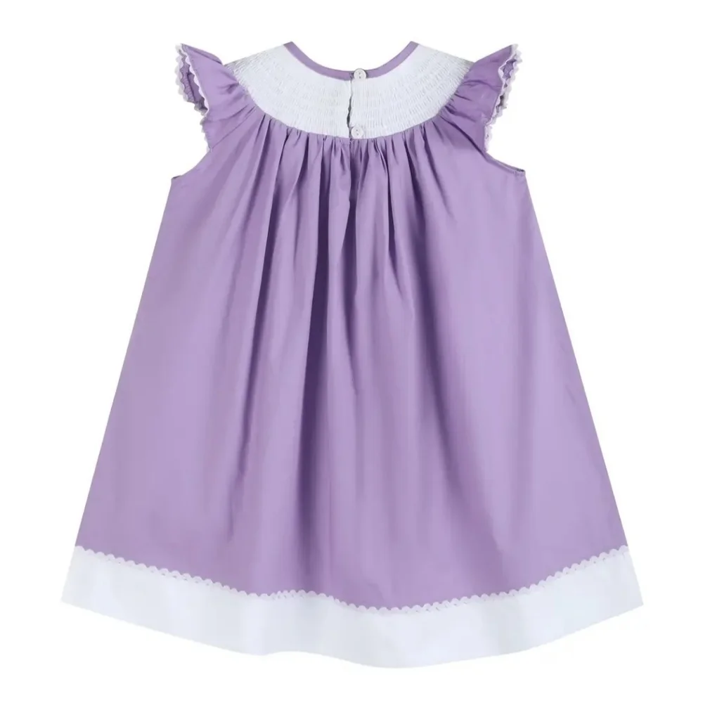 Lil Cactus Purple Easter Bunny Smocked Dress Sz 2T